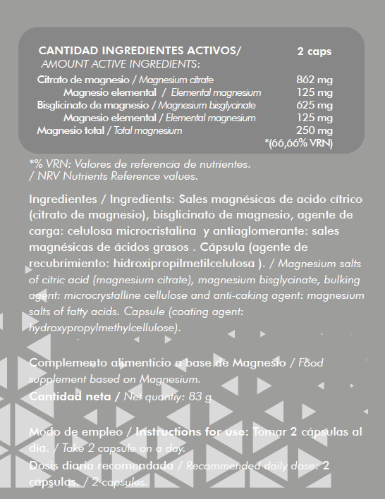 Magnesio MG+ (citrato & bisglicinato)(90 vegancaps) - Alpha Supplements - 2