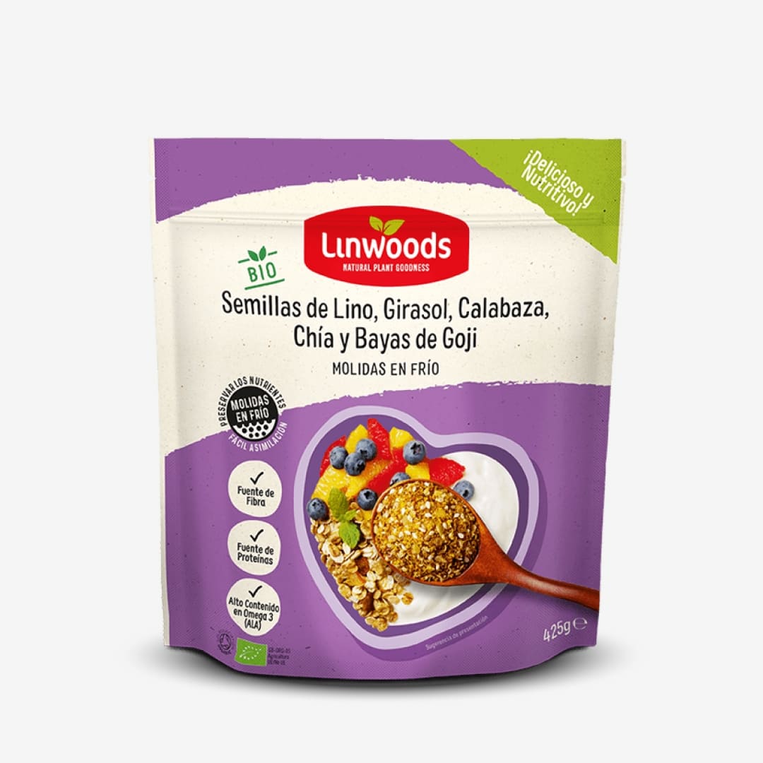 Semillas de Lino, Girasol, Calabaza, Chía y Bayas de Goji