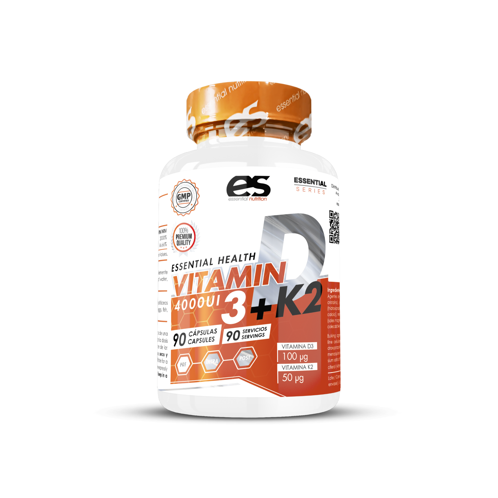 Vitamina D-3+K-2 (90 capsulas) - Essential Nutrition